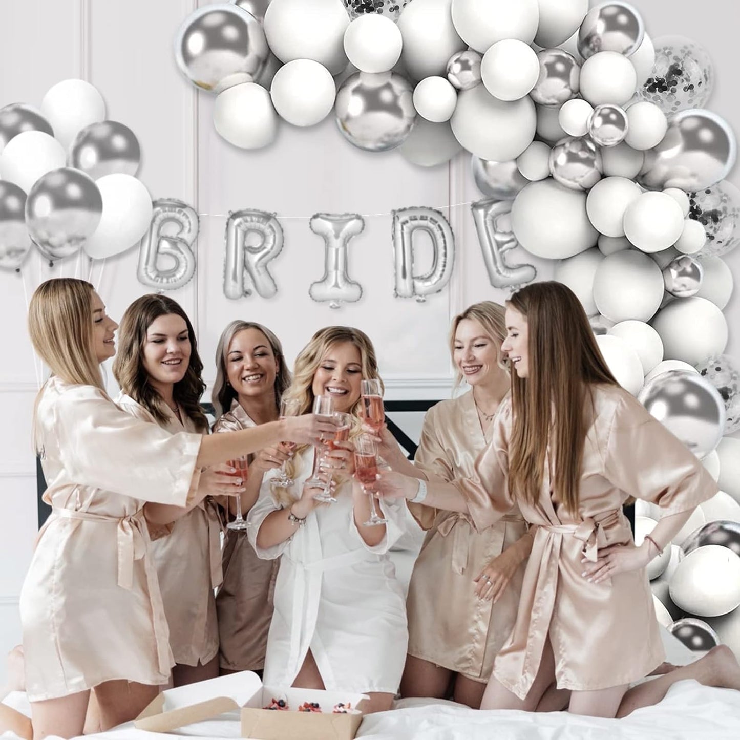 BLOOMWIN Balonová girlanda stříbrná bílá 100 ks