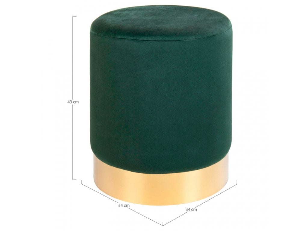Zelený sametový taburet Dumah 34 cm
