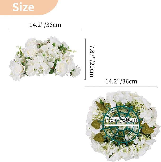 Nuptio bílé velké květinové kuličky s podstavcem 2 ks 36 cm