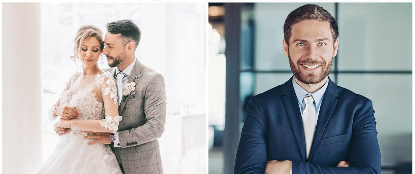 URAQT saténová elegantní kravata 8 cm bílá