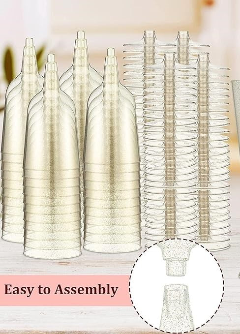 LATERN 50 kusů sklenic na víno se zlatými třpytkami