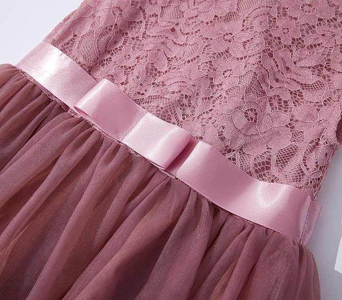 Dívčí tylové šaty s krajkou Dusty Rose 3 roky