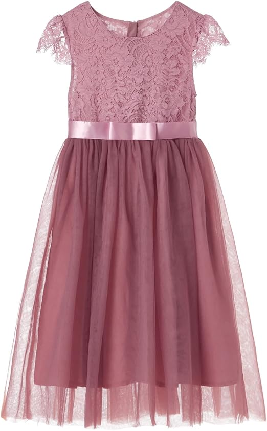Dívčí tylové šaty s krajkou Dusty Rose 5 let