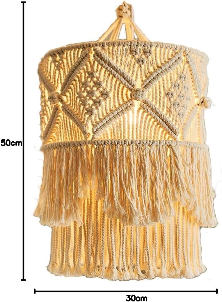 Makramé boho závěsné  stínidlo bílé