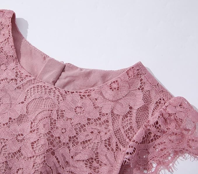 Dívčí tylové šaty s krajkou Dusty Rose 7 let