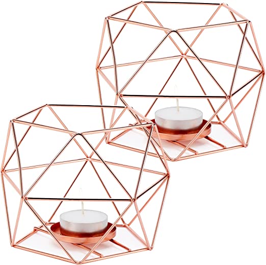 Rosegold kovové svícny 2ks