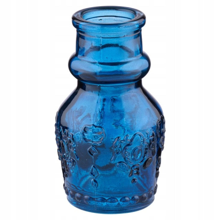 Skleněná malá váza  4x8 cm, sada 3 ks modrá